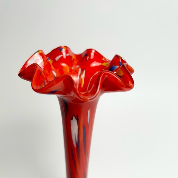 Czech Ruffled Multi Color Vase - Picture 3 of 6